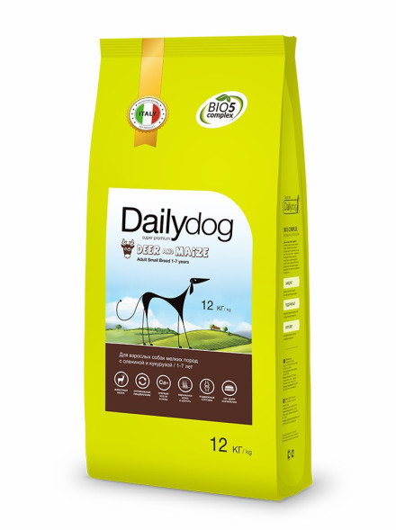 Сухой корм Dailydog Adult Small Breed Deer and Maize для взрослых собак мелких пород с олениной и кукурузой - 12 кг