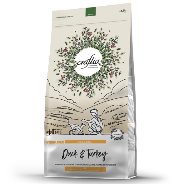 Craftia Harmona сухой корм для стерилизованных кошек с уткой и индейкой - 4,5 кг