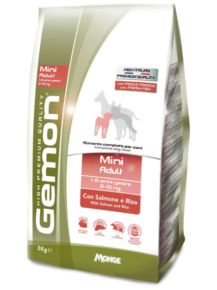 Gemon Dog Mini сухой корм для взрослых собак мелких пород с лососем и рисом 3 кг