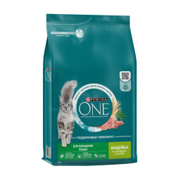 Purina One сухой корм для домашних кошек с индейкой и цельными злаками - 3 кг