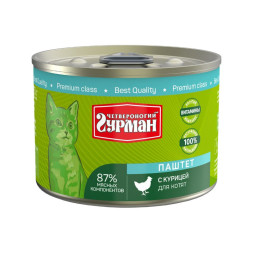 Четвероногий Гурман паштет для котят с курицей - 190 г (12 шт)