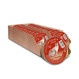 Кошачье счастье влажный корм для кошек с говядиной, в ламистерах - 100 г х 20 шт