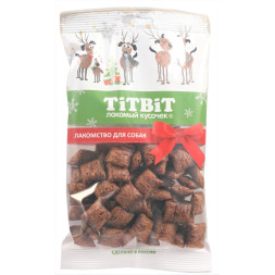 Titbit Новогодняя коллекция лакомство для собак крупных и средних пород хрустящие подушечки с ягненком и сыром - 95 г