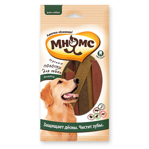Мнямс лакомство Мясные полоски ассорти для собак - 10 г (12шт)