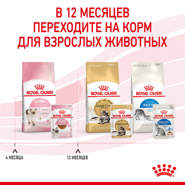 Royal Canin Kitten влажный корм котят до 12 месяцев кусочки в соусе, в паучах - 85 г х 28 шт