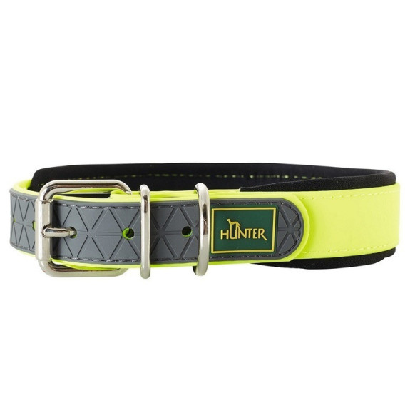 Пластиковый ошейник Hunter Smart Convenience Comfort 55 желтый неон для собак средних и крупных пород, обхват шеи 42-50 см, ширина 2,5 см