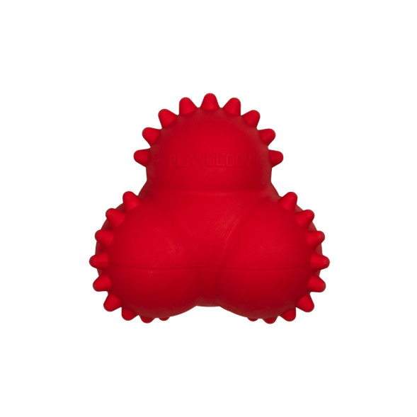 Playology SQUEAKY BOUNCE BALL дентальный хрустящий жевательный тройной мяч для щенков с ароматом говядины, красный