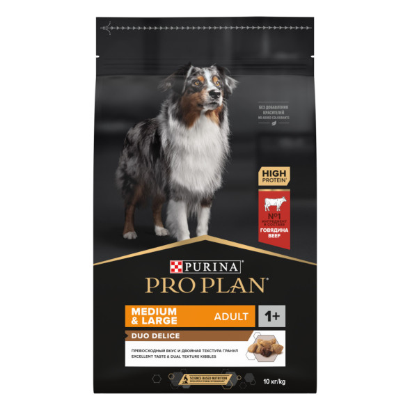Purina Pro Plan Duo Delice сухой корм для взрослых собак средних и крупных пород с говядиной и рисом - 10 кг