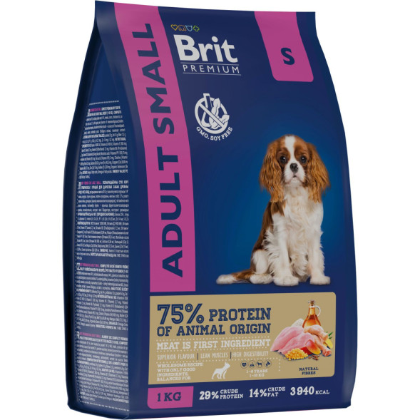 Brit Premium Dog Adult Small сухой корм для взрослых собак мелких пород с курицей - 1 кг