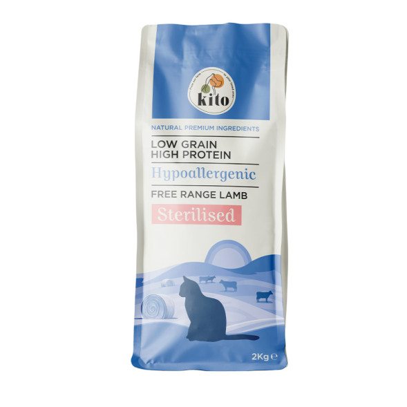 Kito Sterilised Cat Food Grass-Fed Lamb сухой корм для взрослых стерилизованных кошек и кастрированных котов, с ягненком свободного выпаса - 2 кг