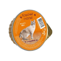 Кошачье счастье влажный корм для кошек с индейкой, в ламистерах - 100 г х 20 шт