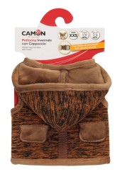 Camon шлейка для собак с капюшоном зимняя коричневая, размер XS