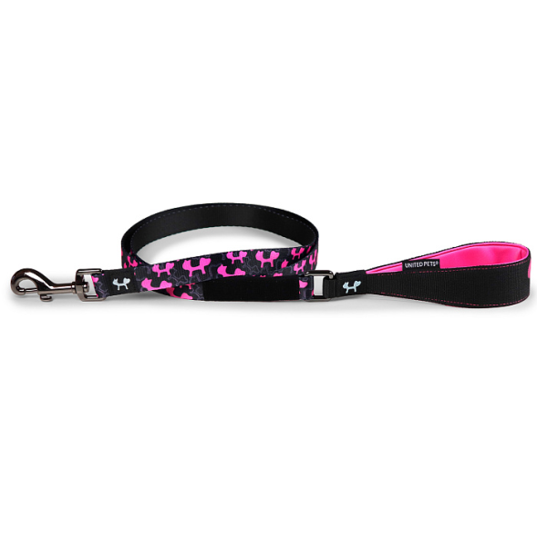 United Pets Complete me Identity поводок для собак, 120 см, 25 мм, черный с розовым