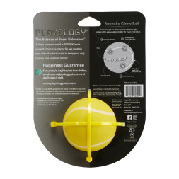 Playology SQUEAKY CHEW BALL хрустящий жевательный мяч для собак с пищалкой и с ароматом курицы, 6 см, желтый