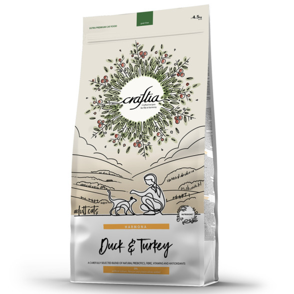 Craftia Harmona сухой корм для взрослых кошек с уткой и индейкой - 4,5 кг