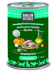Solid Natura Holistic Кролик влажный корм для кошек жестяная банка 0,34 кг (12 шт в уп)