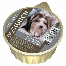Dog Lunch влажный корм для взрослых собак крем-суфле с говядиной и рубцом, в ламистерах - 125 г х 10 шт