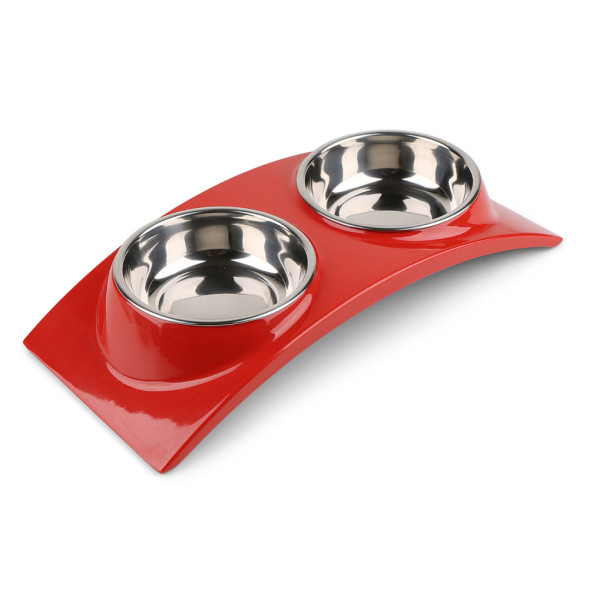 SuperDesign миска двойная на подставке, 2х160 мл, красная