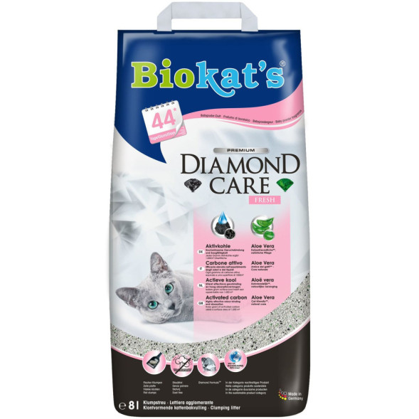 Biokat’s Diamond Care Fresh наполнитель комкующийся с активированным углем и ароматизатором - 8 л
