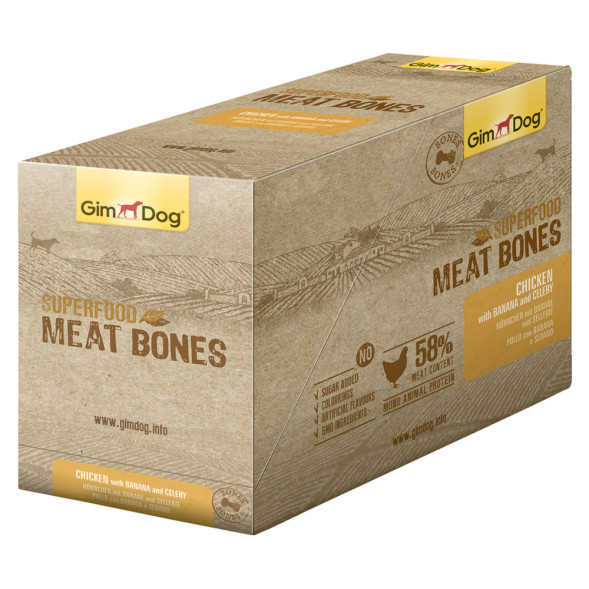 Лакомство GimDog мясные косточки суперфуд для собак из курицы с бананом и сельдереем - 70 г