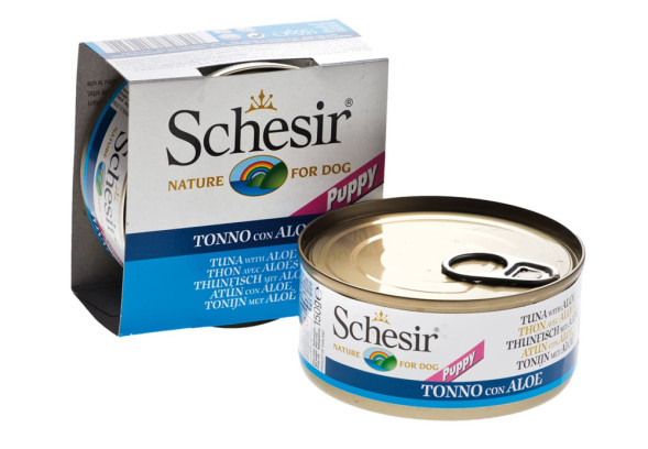 Schesir Puppy влажный корм для щенков с тунцом и алоэ в консервах - 150 г х 10 шт