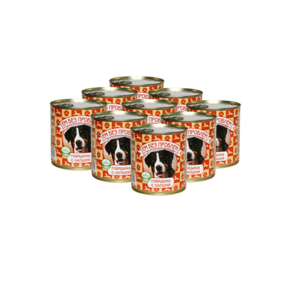 Ем без проблем влажный корм для собак с говядиной и лапшой, в консервах - 750 г х 9 шт