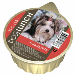 Dog Lunch влажный корм для взрослых собак крем-суфле с говядиной, в ламистерах - 125 г х 10 шт