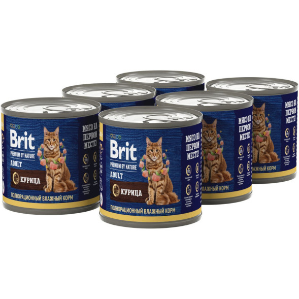 Brit Premium by Nature консервы для кошек с курицей - 200 г х 6 шт