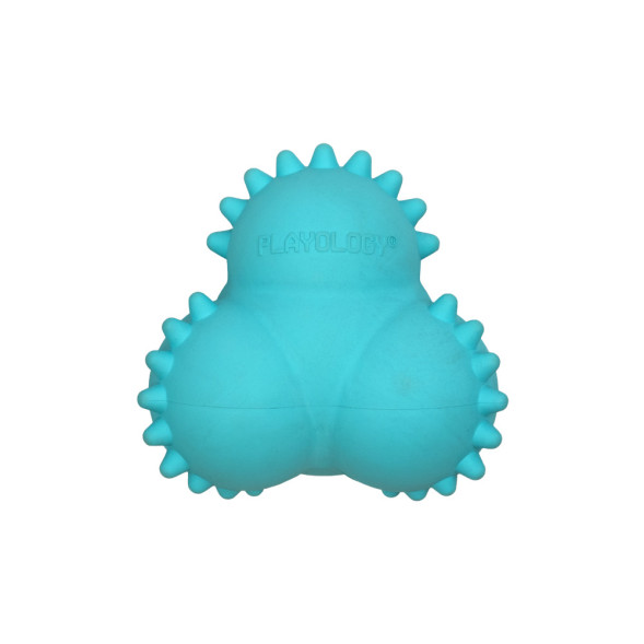 Playology SQUEAKY BOUNCE BALL дентальный хрустящий жевательный тройной мяч для щенков с ароматом арахиса, голубой