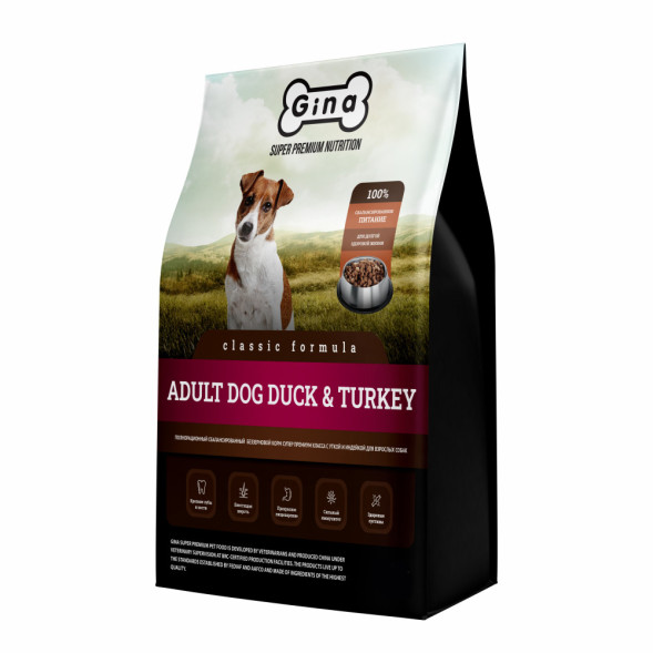 Gina Classic GF Dog Duck &amp;amp; Turkey сухой беззерновой корм для собак с уткой и индейкой - 7,5 кг