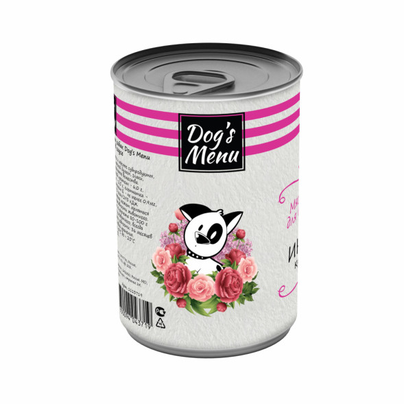 Dog`s Menu влажный корм для взрослых собак с индейкой кусочки в соусе в консервах - 340 г х 12 шт