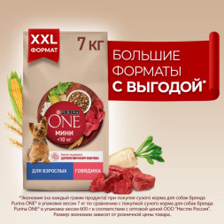 Сухой корм Purina ONE® МИНИ для взрослых собак мелких пород с говядиной и с рисом, 7кг