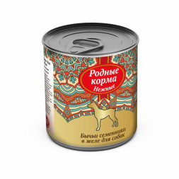 Родные Корма Нежные влажный корм для взрослых собак Бычьи семенники в желе в консервах - 240 г х 12 шт