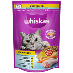 Whiskas сухой корм для стерилизованных кошек с курицей и вкусными подушечками - 350 г