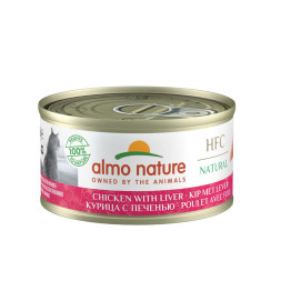 Almo Nature HFC Natural Natural Chicken and Liver консервированный корм для взрослых кошек с цельными кусочками курицы и печенью, в бульоне - 70 г х 24 шт