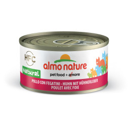 Almo Nature HFC Natural Natural Chicken and Liver консервированный корм для взрослых кошек с цельными кусочками курицы и печенью, в бульоне - 70 г х 24 шт
