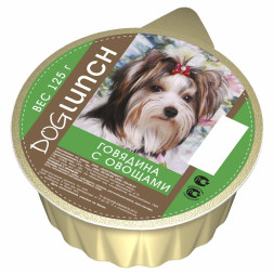 Dog Lunch влажный корм для взрослых собак крем-суфле с говядиной и овощами, в ламистерах - 125 г х 10 шт