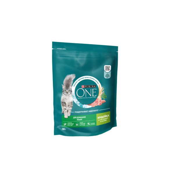 Purina One сухой корм для домашних кошек с индейкой и цельными злаками - 200 г