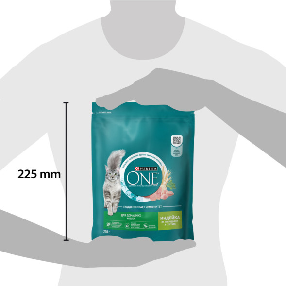 Purina One сухой корм для домашних кошек с индейкой и цельными злаками - 200 г