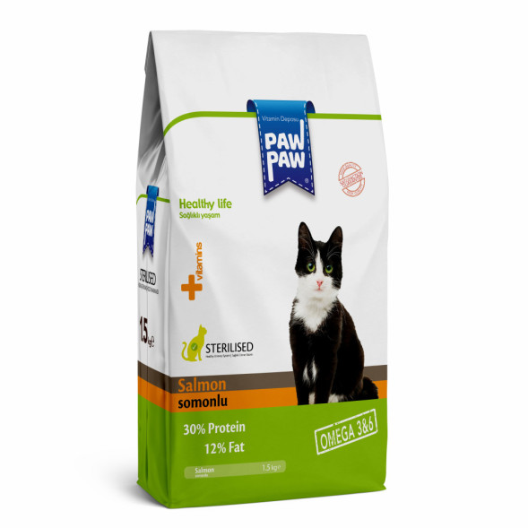 Pawpaw Sterilised Cat Food with Salmon сухой корм для стерилизованных кошек с лососем - 1,5 кг