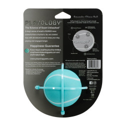Playology SQUEAKY CHEW BALL хрустящий жевательный мяч для собак с пищалкой и с ароматом арахиса, 6 см, голубой