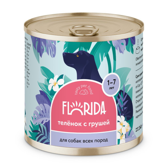 Florida консервы для взрослых собак с теленком и грушей - 240 г x 12 шт