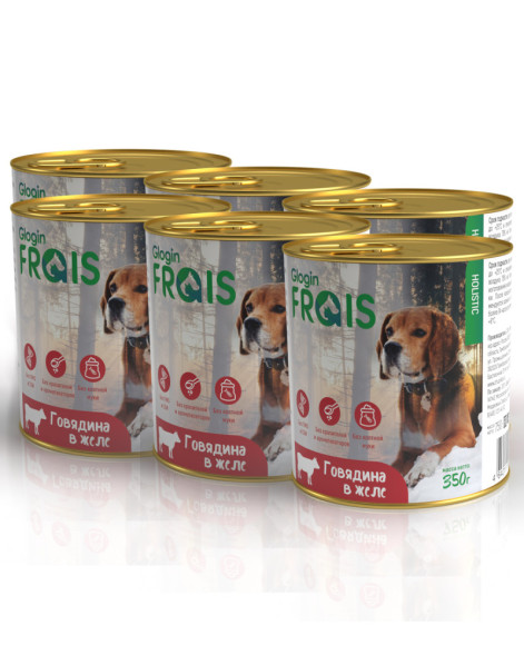 Консервы Frais Holistic Dog для собак говядина в желе - 350 г х 6 шт