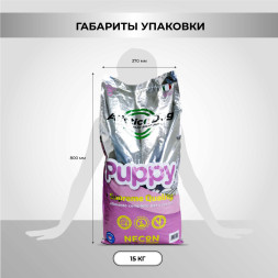 Necon Atletic Dog Puppy сухой корм для щенков и юниоров средних и крупных пород, а также беременных и кормящих собак, со свининой и рисом - 15 кг