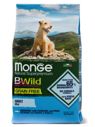 Monge Dog BWild Grain Free Mini сухой беззерновой корм для взрослых собак мелких пород с анчоусом и картофелем 2,5кг