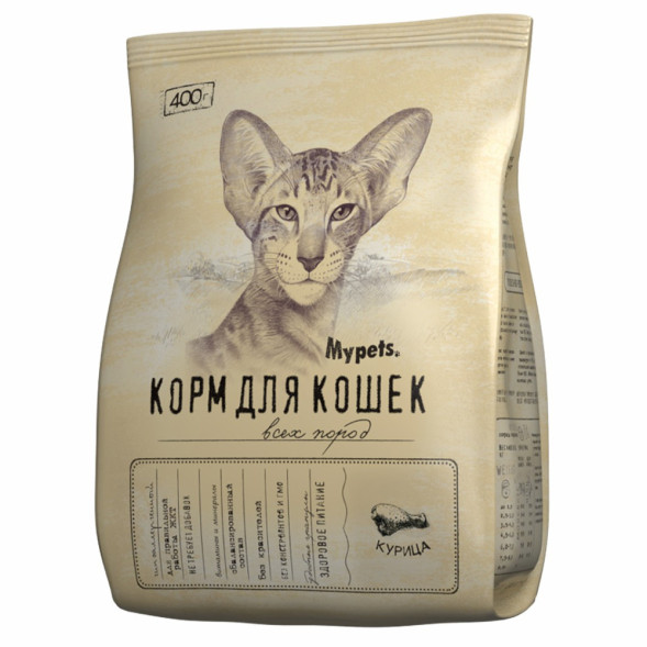 Mypets сухой корм для взрослых кошек с курицей - 400 г