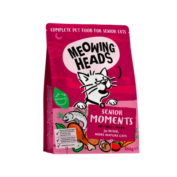 Сухой корм Meowing Heads Senior Moments для пожилых кошек старше 7 лет с лососем и яйцом - 450 г