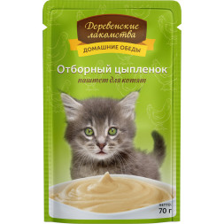 Деревенские лакомства паштет для котят с цыпленком - 70 г х 12 шт