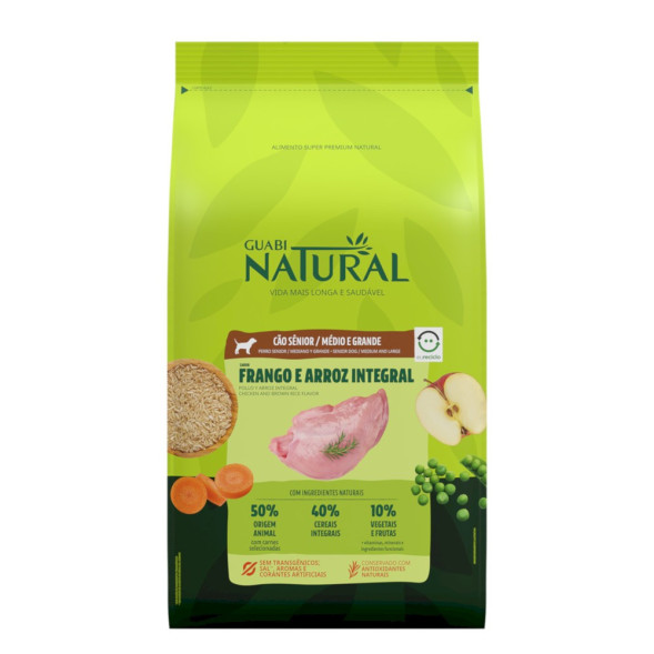 Guabi Natural Dog Senior сухой корм для пожилых собак средних и крупных пород, с цыпленком и коричневым рисом - 12 кг
