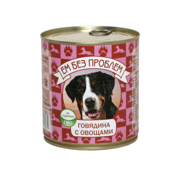 Ем без проблем влажный корм для собак с говядиной и овощами, в консервах - 750 г х 9 шт
